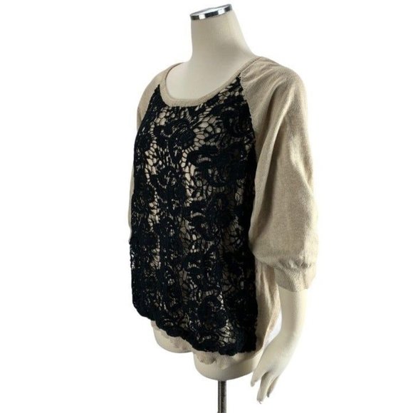 CATO 22 24W Sweater Gold Black Crochet Comfort Casual - Picture 3 of 6